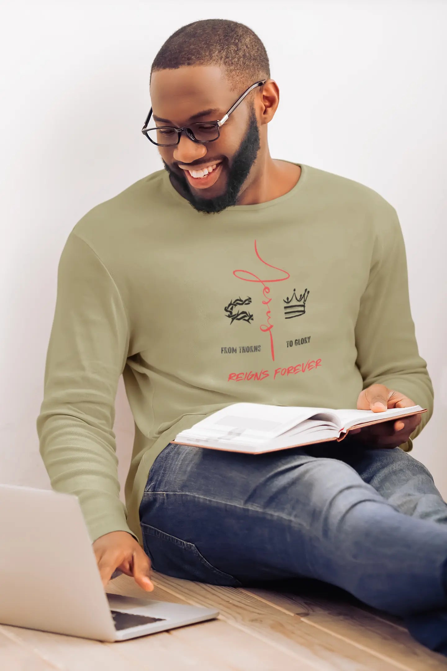 "He Reigns Forever" - Mens Long Sleeve T-Shirt Printify