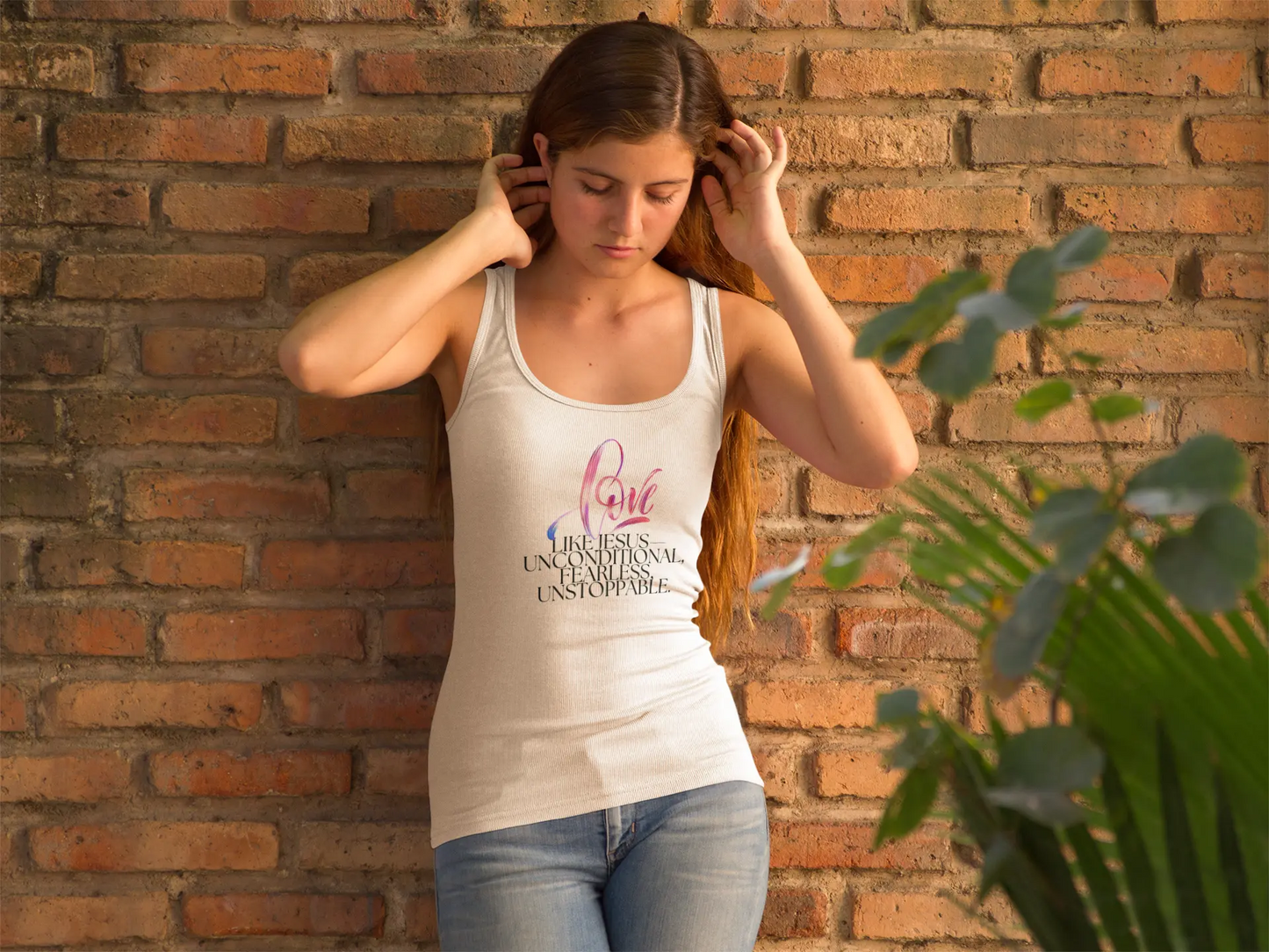 "Love Like Jesus - Unstoppable" Womens Racerback Tank Top Printify