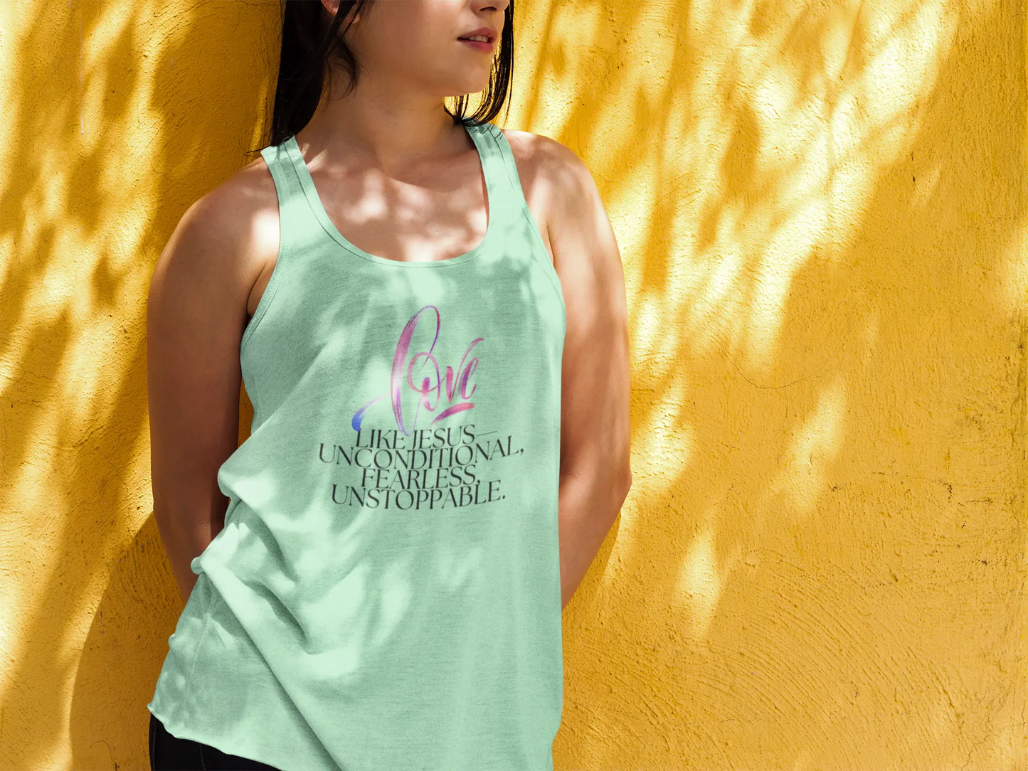 "Love Like Jesus - Unstoppable" Womens Racerback Tank Top Printify
