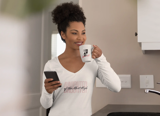 Daughter of the Most High - Long Sleeve V-Neck Shirt Printify