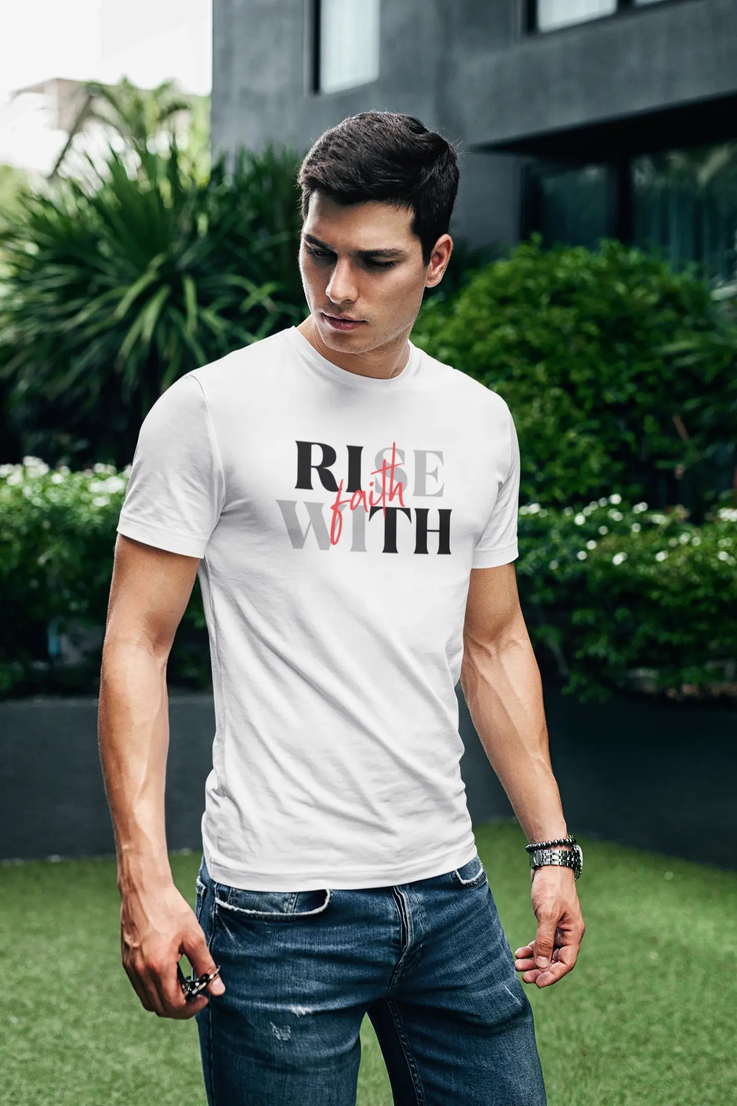 "Rise With Faith" - Inspirational Apparel Printify