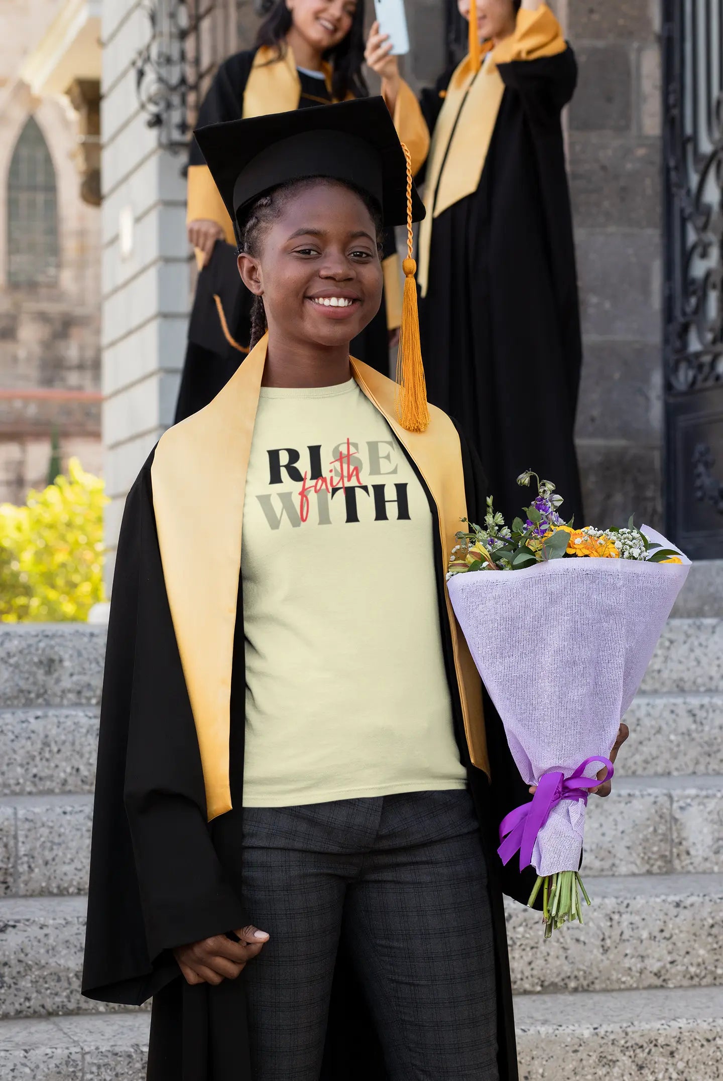 "Rise With Faith" - Inspirational Apparel Printify