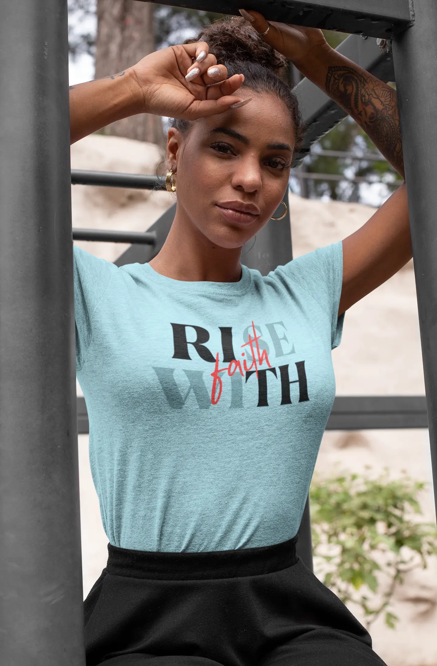 "Rise With Faith" - Inspirational Apparel Printify
