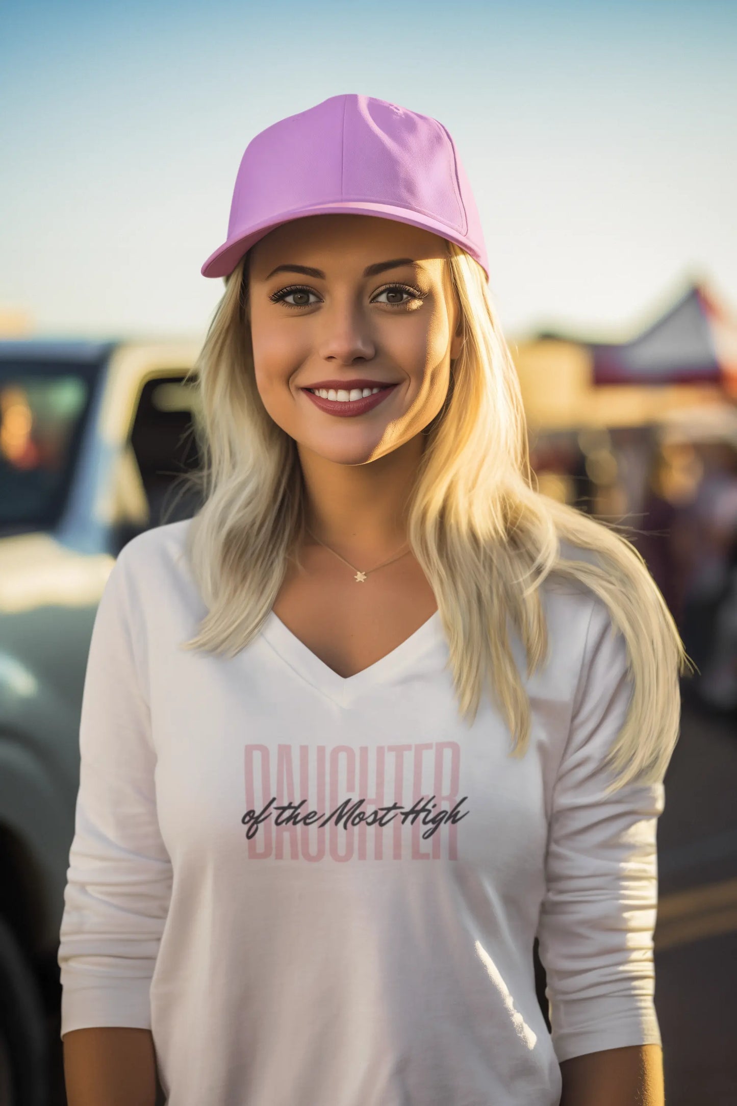 Daughter of the Most High - Long Sleeve V-Neck Shirt Printify