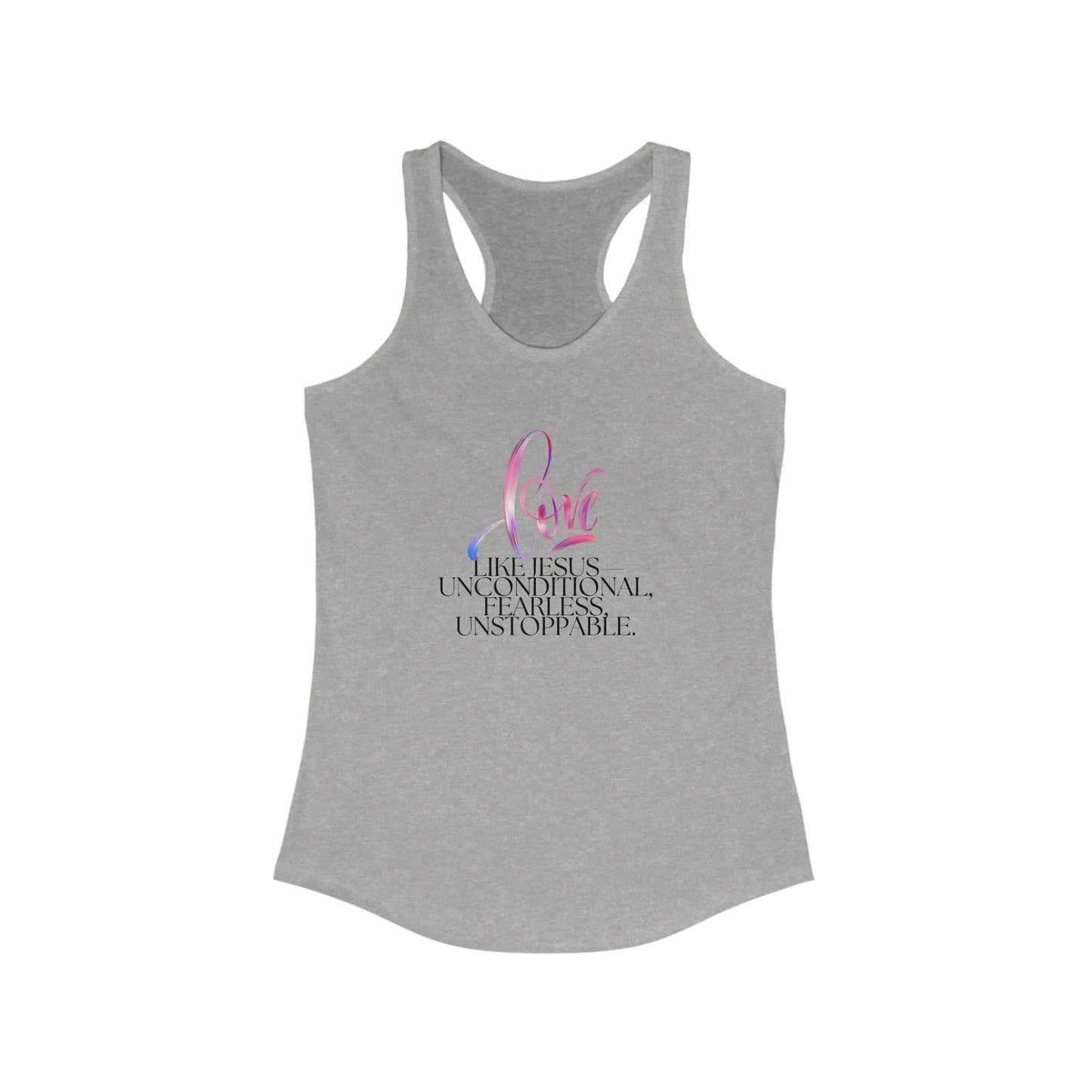 "Love Like Jesus - Unstoppable" Womens Racerback Tank Top Printify