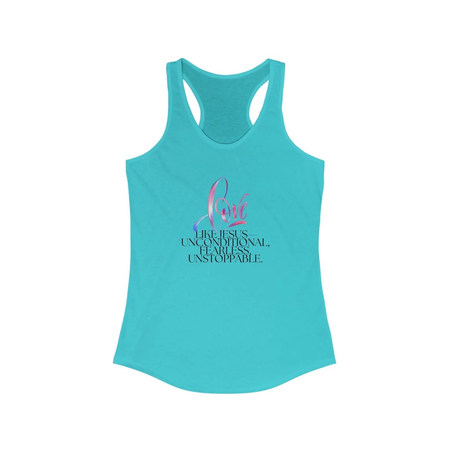 "Love Like Jesus - Unstoppable" Womens Racerback Tank Top Printify