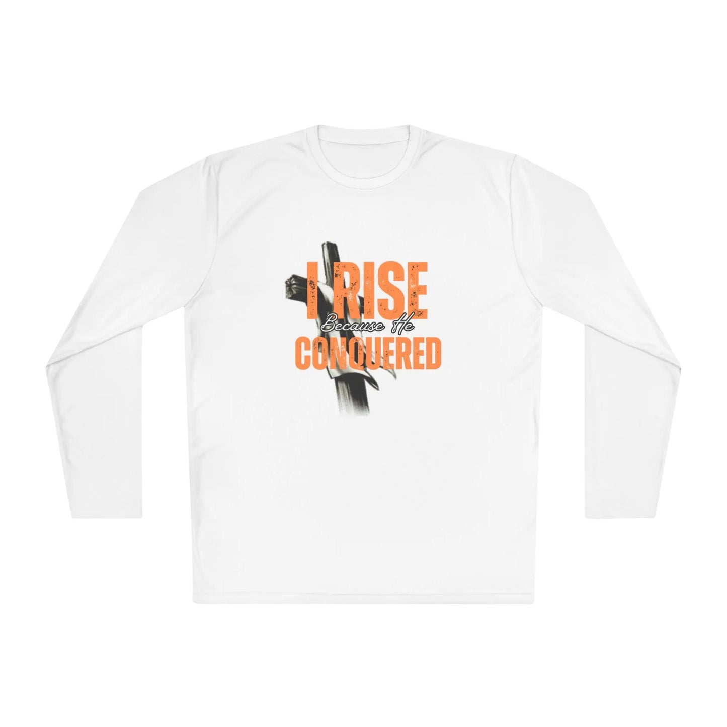 I Rise Because He Conquered Long Sleeve Tee Printify