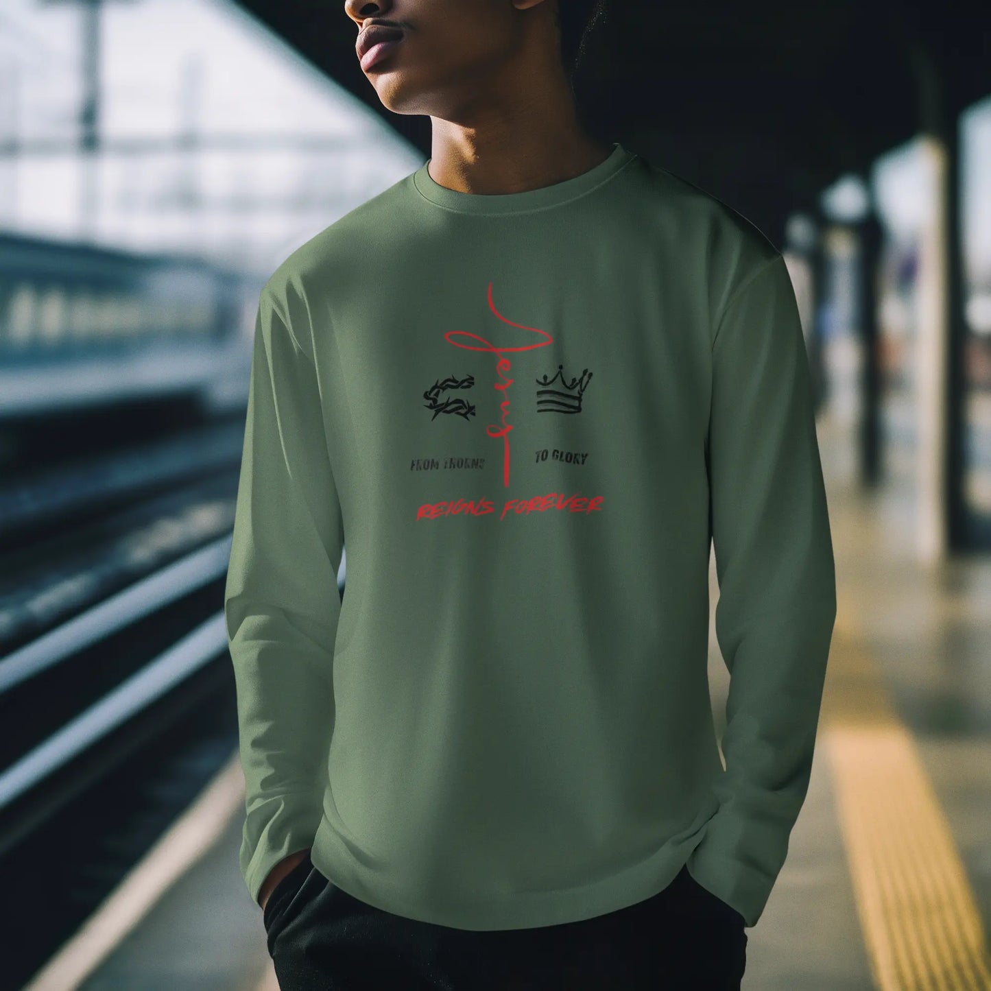 "He Reigns Forever" - Mens Long Sleeve T-Shirt Printify