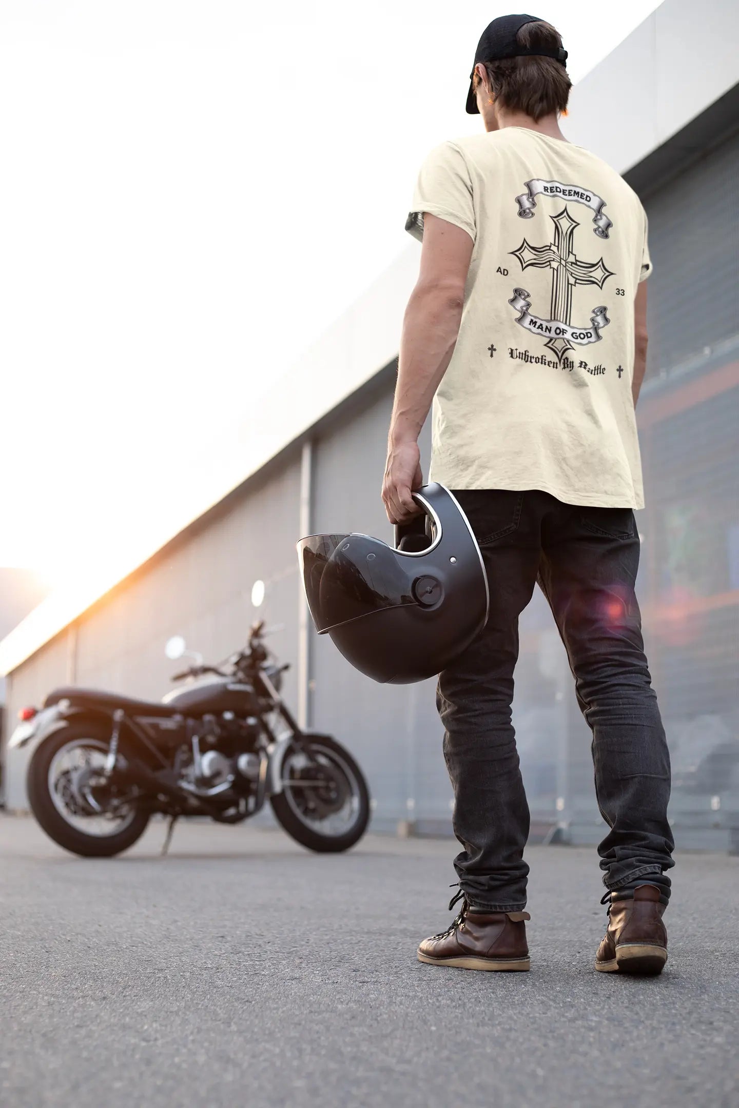 Unisex Garment-Dyed T-shirt: 'Man of God' Cross Design Printify