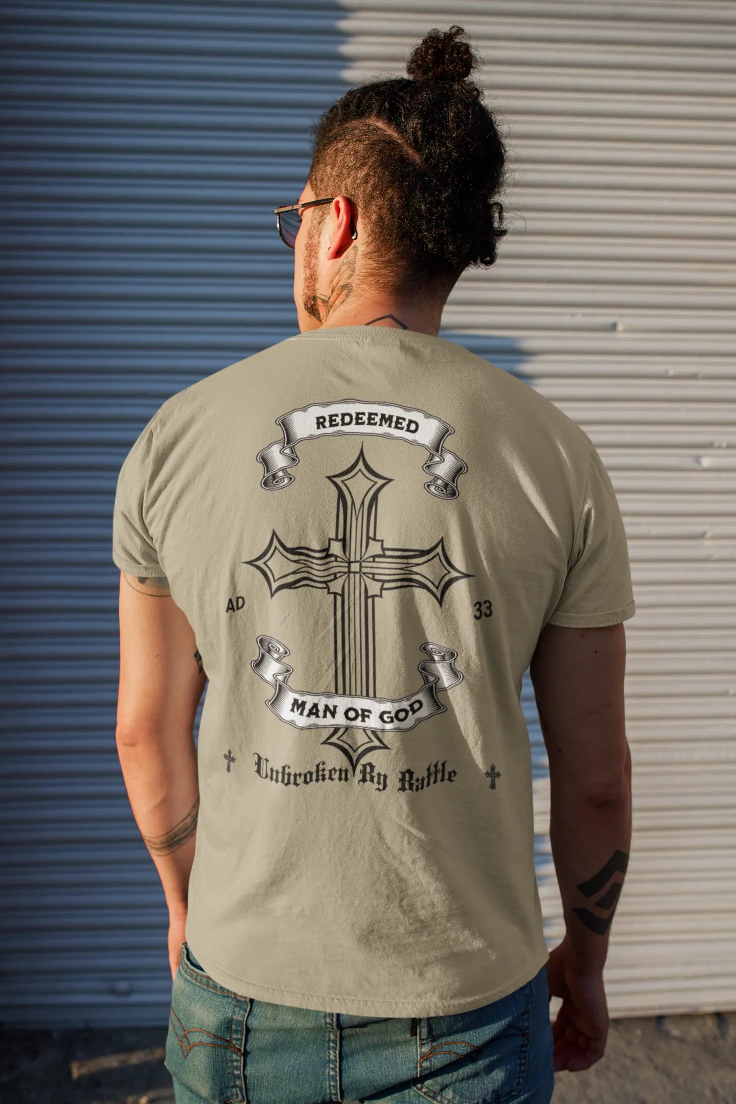 Unisex Garment-Dyed T-shirt: 'Man of God' Cross Design Printify
