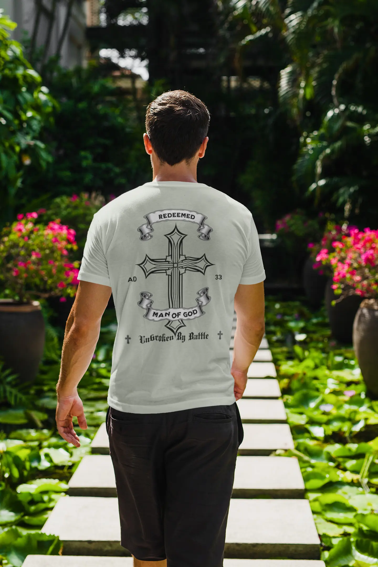 Unisex Garment-Dyed T-shirt: 'Man of God' Cross Design Printify
