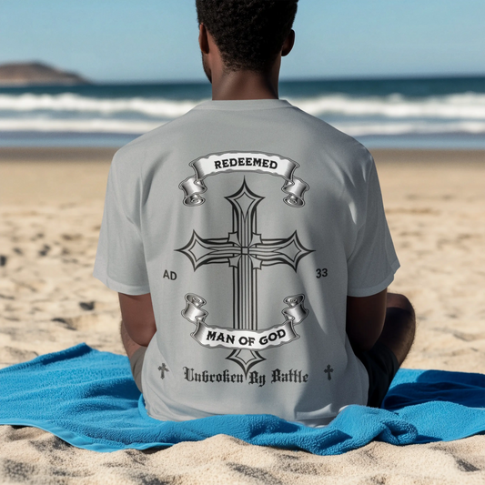 Unisex Garment-Dyed T-shirt: 'Man of God' Cross Design Printify