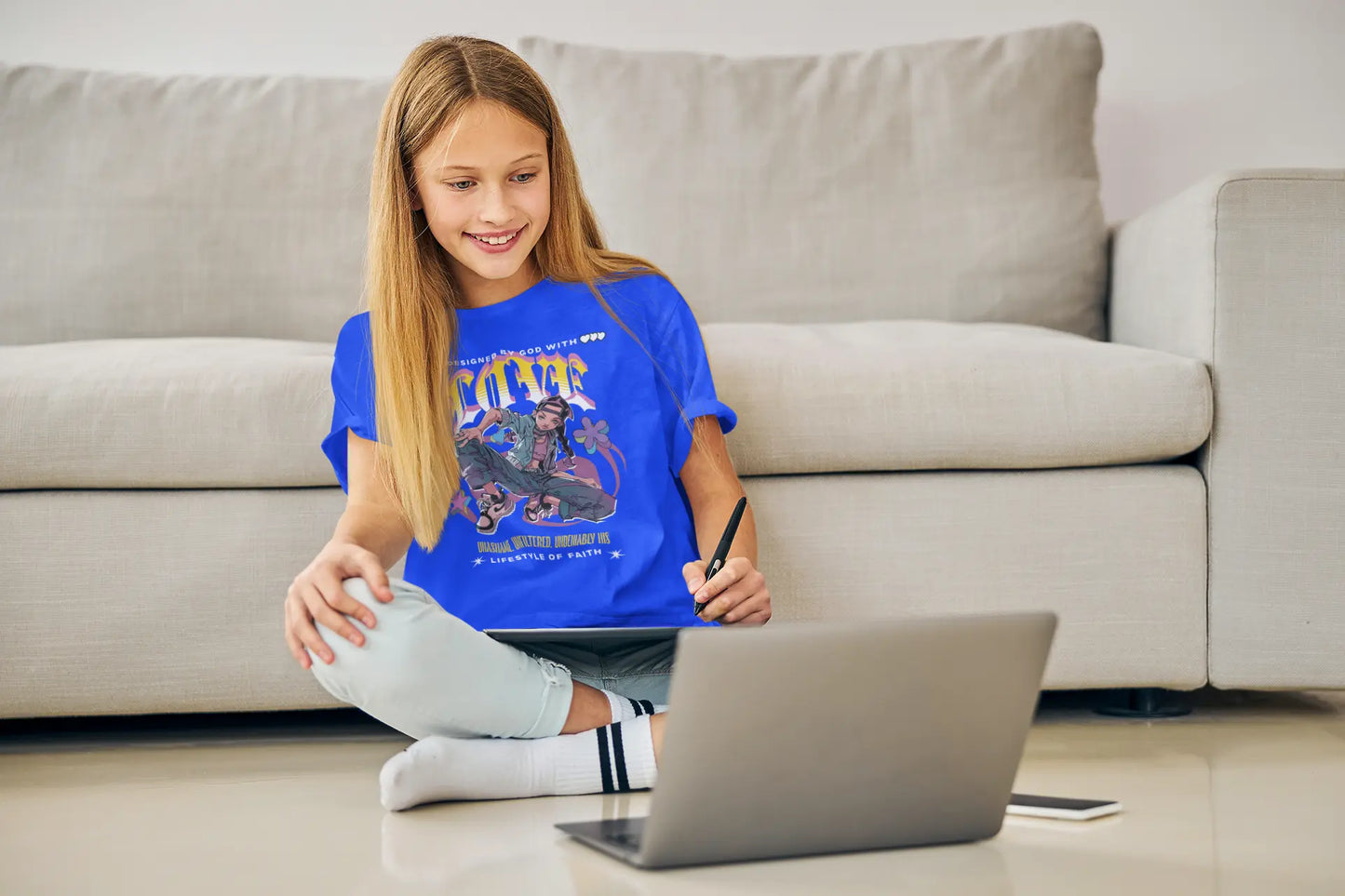 Designed by God With Love - Girls T-Shirt Printify