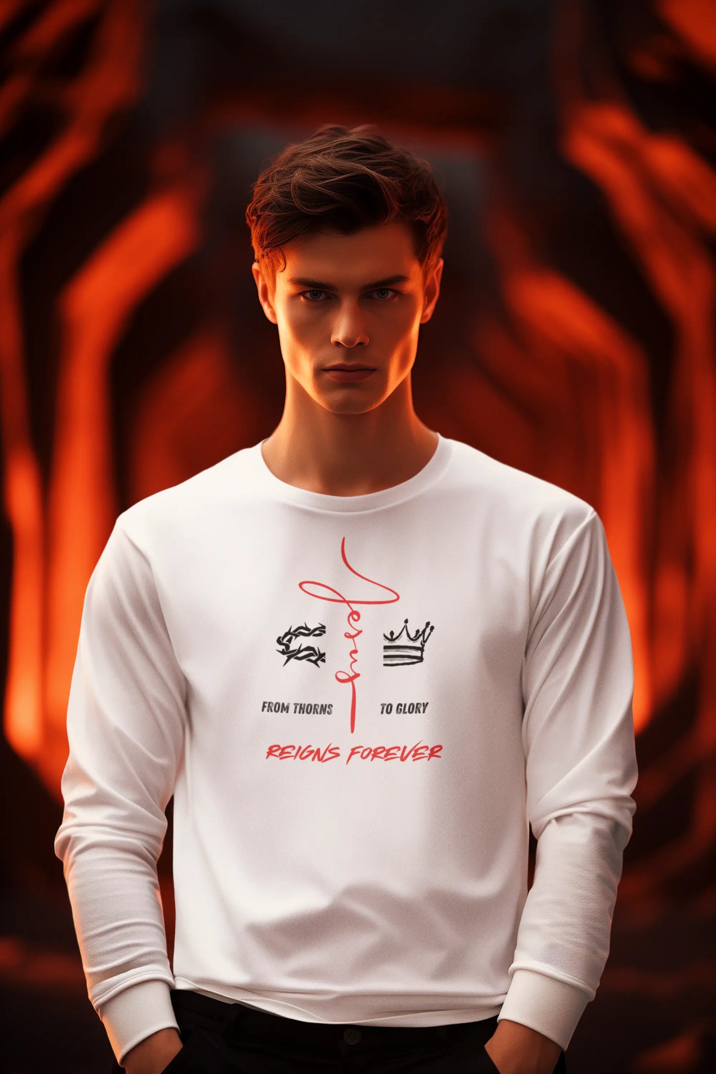 "He Reigns Forever" - Mens Long Sleeve T-Shirt Printify