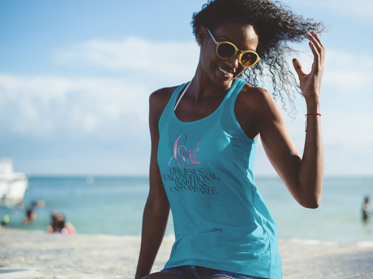 "Love Like Jesus - Unstoppable" Womens Racerback Tank Top Printify