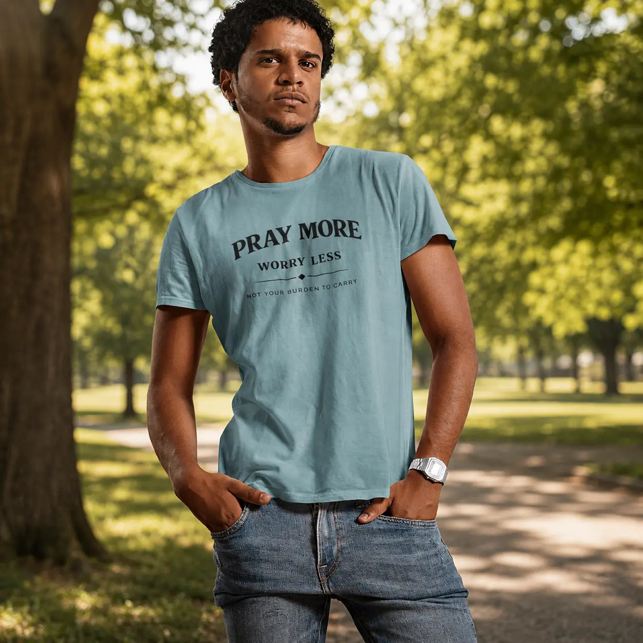 Pray More Worry Less Tee - Crossroads Creations
